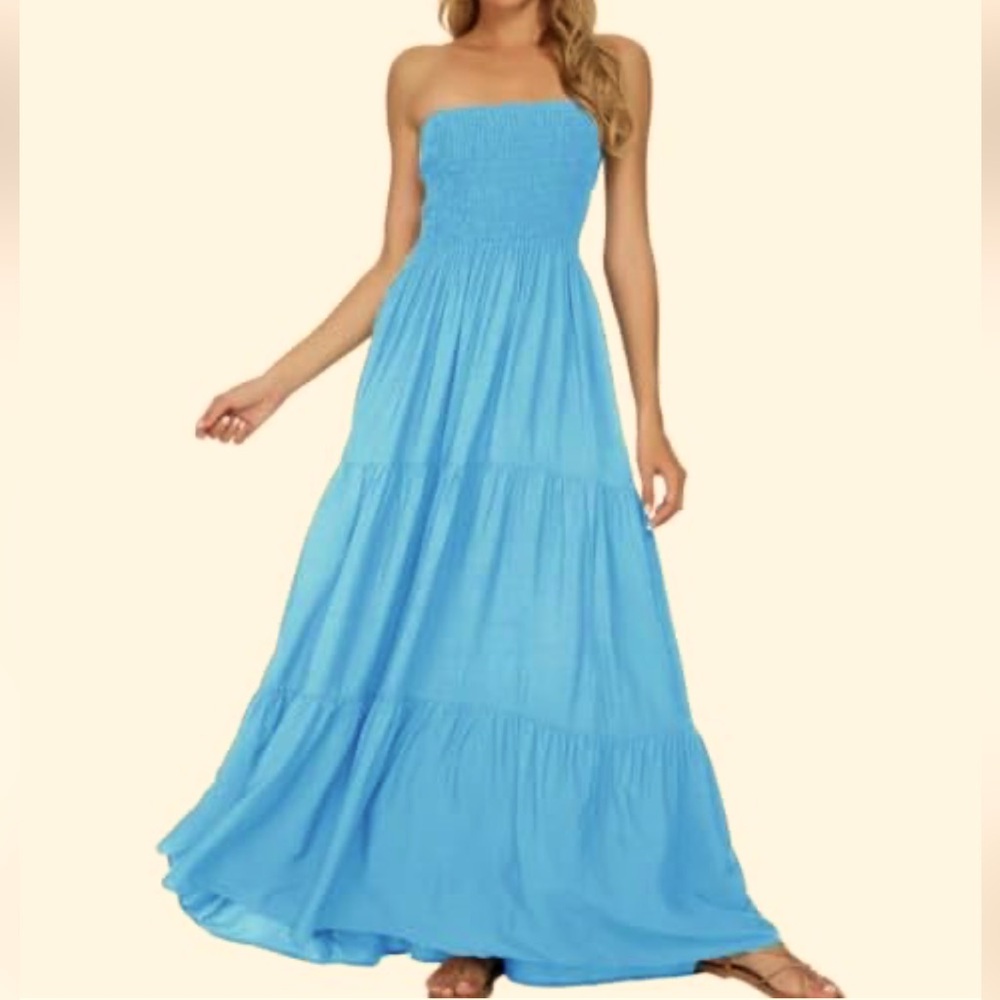 Strapless Tiered Midi Maxi Dress Size S